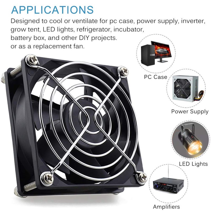 GDSTIME 80mm x 80mm x 25mm 12V Brushless DC Cooling Fan compatible with Desktop - Image 5